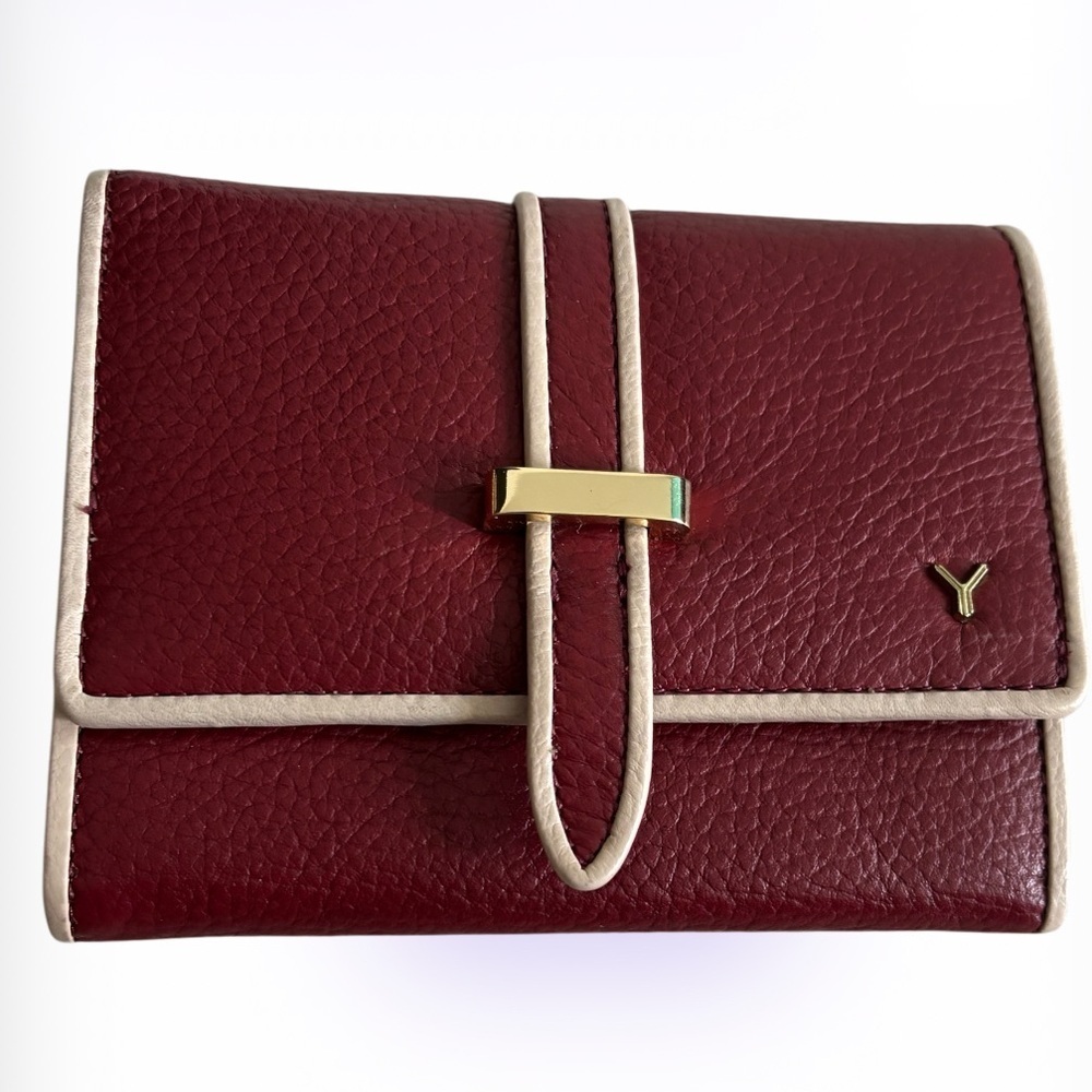 Italian Y Leather Red Bifold Women’s Wallet